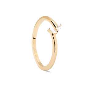 PDPAOLA Jemný pozlacený prsten se zirkony EVA Gold AN01-876 56 mm