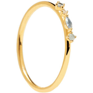 PDPAOLA Půvabný pozlacený prsten ze stříbra MIDNIGHT BLUE AN01-193 54 mm