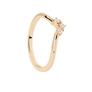PDPAOLA Slušivý pozlacený prsten se zirkony Mini Crown Essentials AN01-826 48 mm