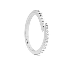 PDPAOLA Stříbrný otevřený prsten s čirými zirkony EMBRACE Silver AN02-805 50 mm