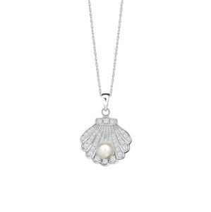 Preciosa Nádherný stříbrný náhrdelník Birth of Venus s říční perlou a kubickou zirkonií Preciosa 5349 00