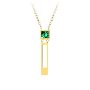 Preciosa Pozlacený ocelový náhrdelník Straight se zeleným křišťálem Preciosa 7391Y66