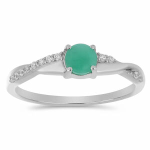 Prsten stříbrný s broušeným smaragdem Ag 925 012722 EM - 54 mm (US 7), 1,7 g
