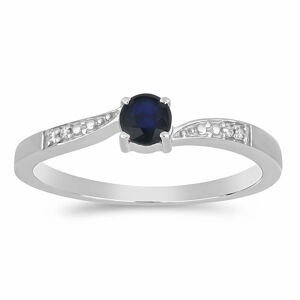 Prsten stříbrný s modrým safírem a zirkony Ag 925 015992 SAF - 59 mm (US 9) 1 g