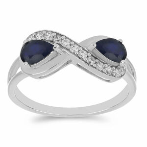 Prsten stříbrný s modrým safírem a zirkony Ag 925 016796 SAF - 62 mm (US 10) 2,9 g