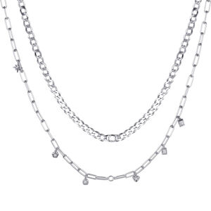 Rosato Stříbrný dvojitý náhrdelník se zirkony Storie RZC021