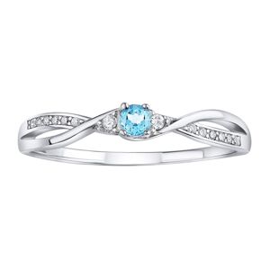 Silvego Stříbrný prsten s modrým Topazem a Brilliance Zirconia JJJR1100TS 60 mm