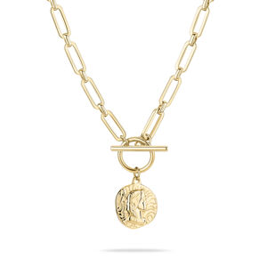 Tamaris Moderní pozlacený náhrdelník s mincí Coins TJ-0439-N-45