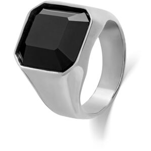 Troli Masivní prsten z oceli s černým krystalem 55 mm