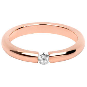 Troli Něžný růžově pozlacený ocelový prsten s krystalem 49 mm