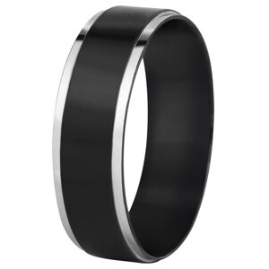 Troli Ocelový snubní prsten černý/stříbrný 72 mm
