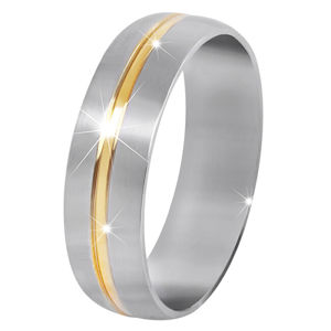 Troli Ocelový snubní prsten se zlatým proužkem 57 mm