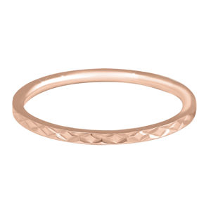 Troli Pozlacený minimalistický prsten z oceli s jemným vzorem Rose Gold 52 mm