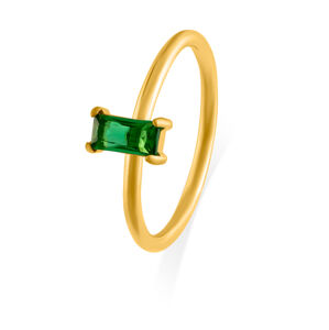 Troli Půvabný pozlacený prsten se zeleným zirkonem 51 mm