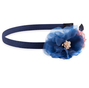 Troli Slušivá modrá čelenka do vlasů s květinami