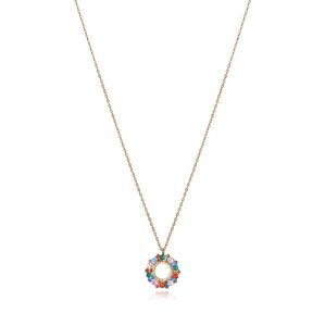 Viceroy Pozlacený náhrdelník s barevnými zirkony Elegant 13174C100-39