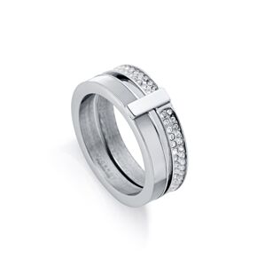 Viceroy Třpytivý ocelový prsten s kubickými zirkony Chic 1393A01 54 mm