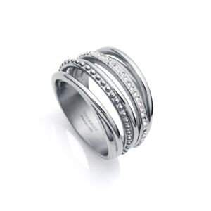 Viceroy Výrazný ocelový prsten s kubickými zirkony Chic 75306A01 52 mm