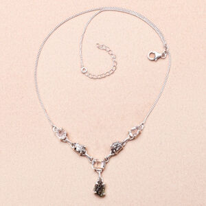 Vltavín, Herkimer diamant a meteorit náhrdelník stříbro Ag 925 LOT12 - 43 - 47 cm, 10,9 g