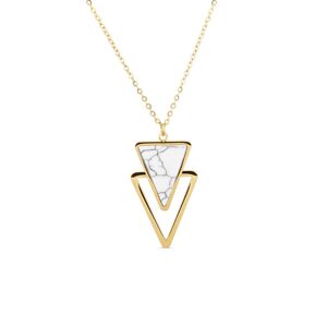 Vuch Módní pozlacený náhrdelník s mramorem Gold Plusch